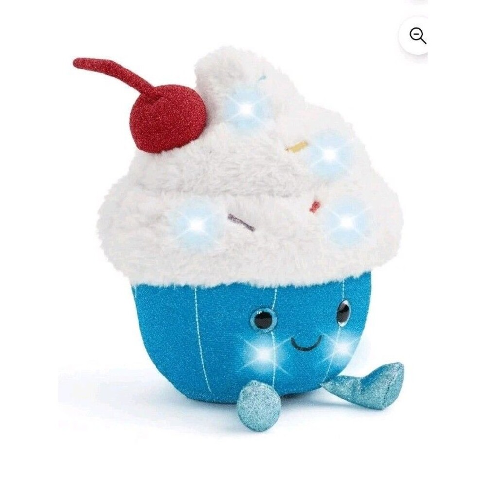 New FAO Schwarz 11" Glow Brights Plush LED with Sound Cupcake Toy